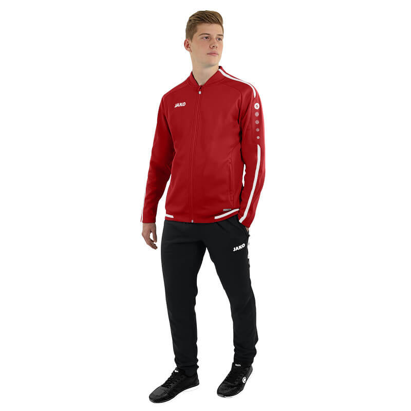 JAKO-9819-11-6 Veste Loisir Striker 2.0 Rouge Chili/Blanc