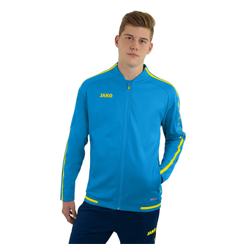 JAKO-9819-89-3 Veste Loisir Striker 2.0 Bleu/Jaune Fluo