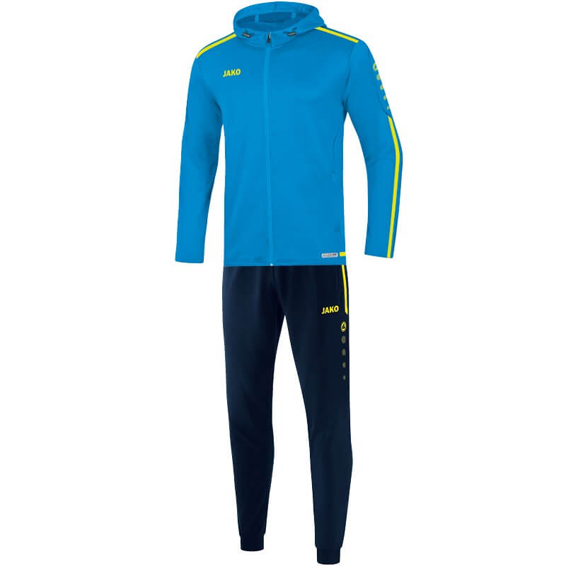 JAKO M9419-89 Hooded Polyester Tracksuit Striker 2.0 Blue/Fluo Yellow