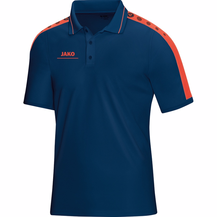 JAKO 6316M-18-1 Polo T-Shirt Striker Bleu Nuit/Flamme Avant