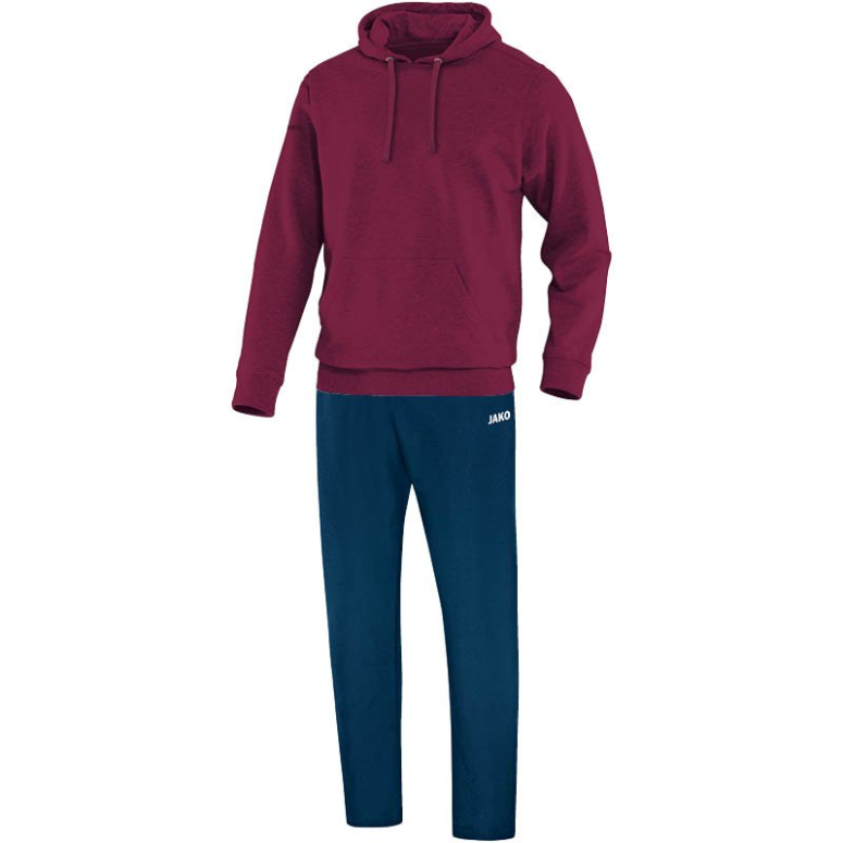 JAKO M9533M-14 Jogging Leisure Tracksuit with Hooded Sweat Team Burgundy