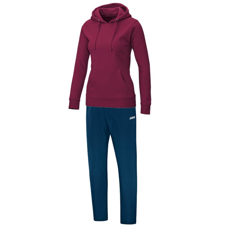 JAKO M9533W-14 Jogging Leisure Tracksuit with Hooded Sweat Team Burgundy